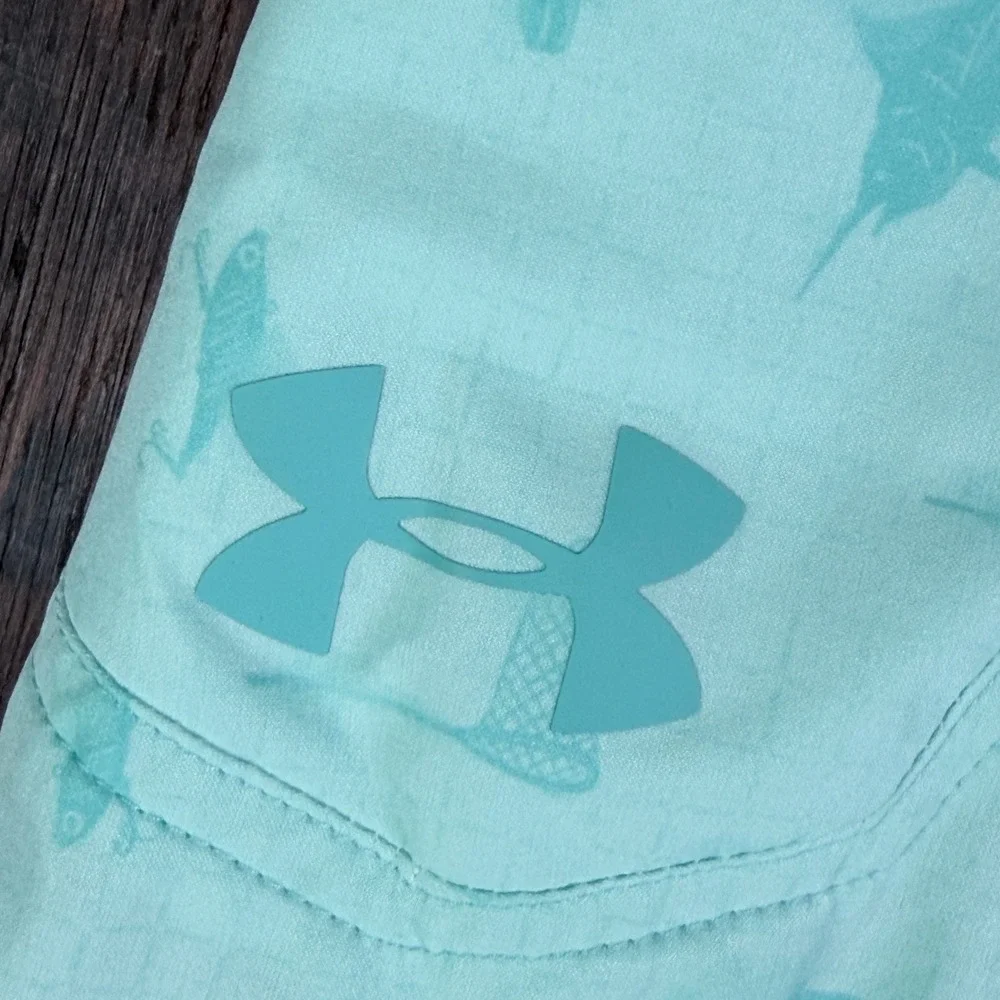 Under Armour Fishing Board Shorts‎ Mint Green HeatGear Mens 38 1325888